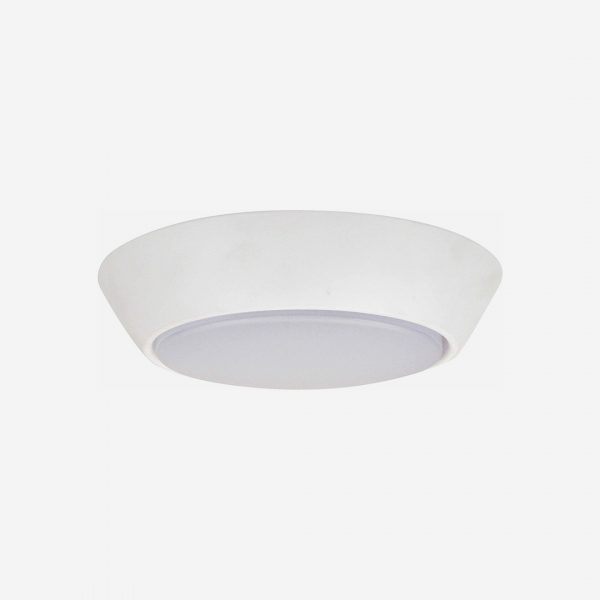 Compact Flush Mounts with white finishes. Flush to the ceiling